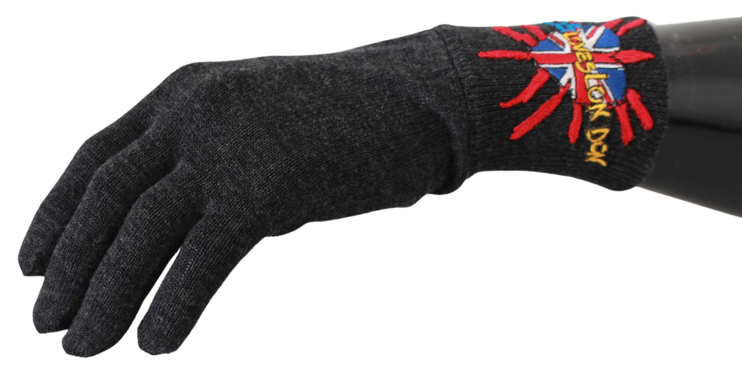 Dolce & Gabbana Gray Virgin Wool Unisex Gloves - Elegance Online Limited