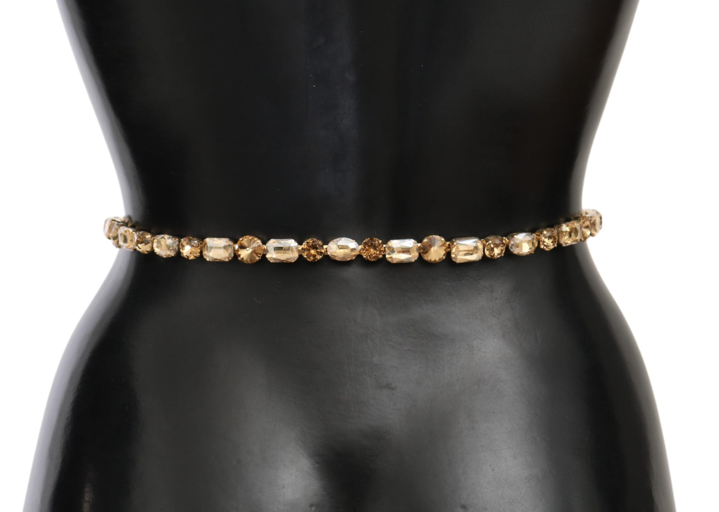Dolce & Gabbana Cinturón de cuero con adornos de cristal color champán