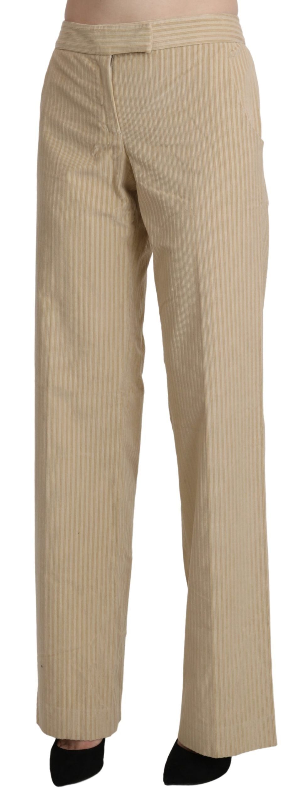 Ermanno Scervino Chic Beige High-Waist Wide Leg Pants - Elegance Online Limited