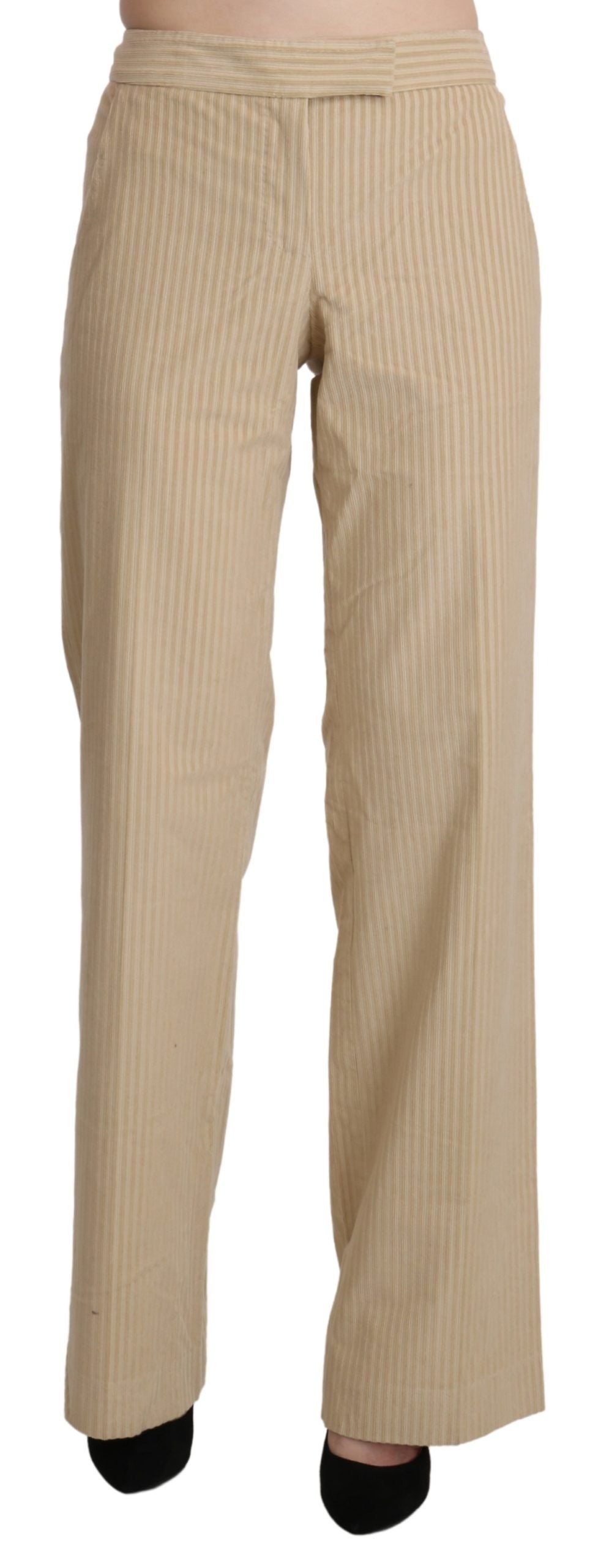 Ermanno Scervino Chic Beige High-Waist Wide Leg Pants - Elegance Online Limited