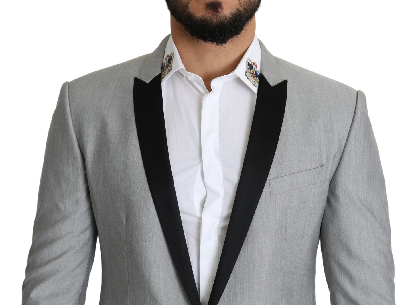 Dolce & Gabbana Elegante blazer gris claro en mezcla de seda