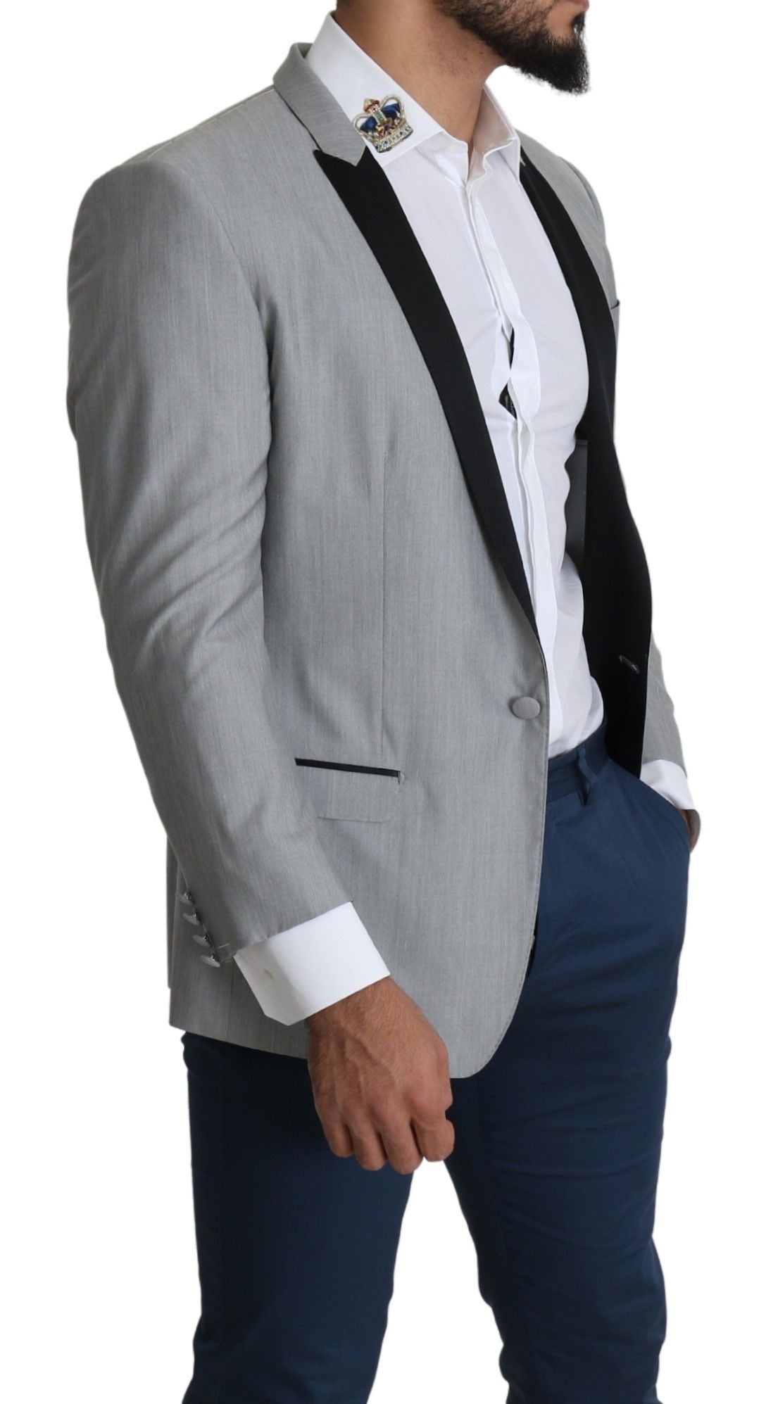 Dolce & Gabbana Elegante blazer gris claro en mezcla de seda