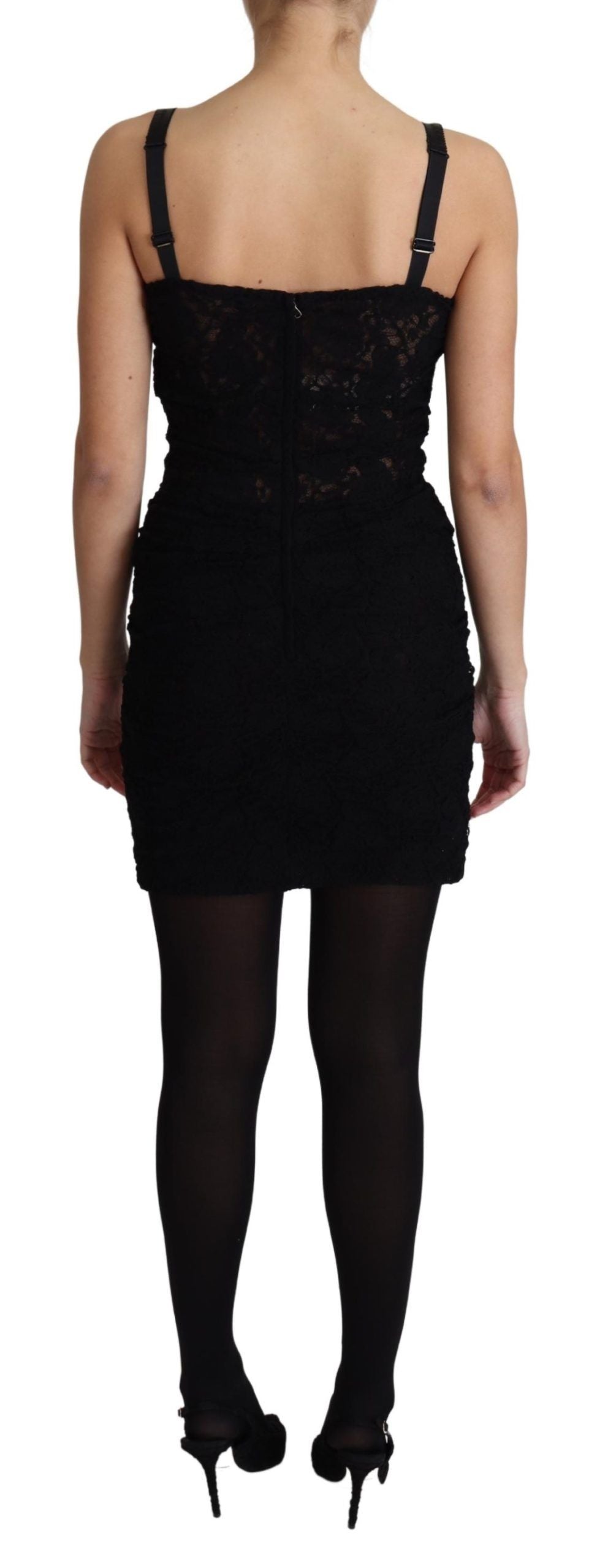 Dolce & Gabbana Elegant Black Lace Bustier Mini Dress - Elegance Online Limited