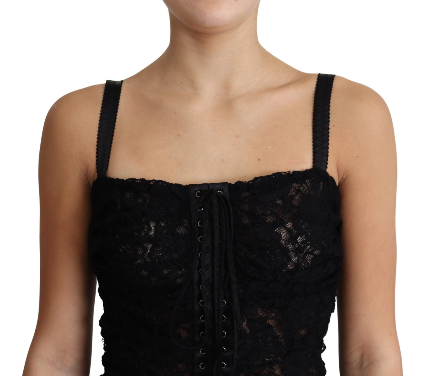 Dolce & Gabbana Elegant Black Lace Bustier Mini Dress - Elegance Online Limited