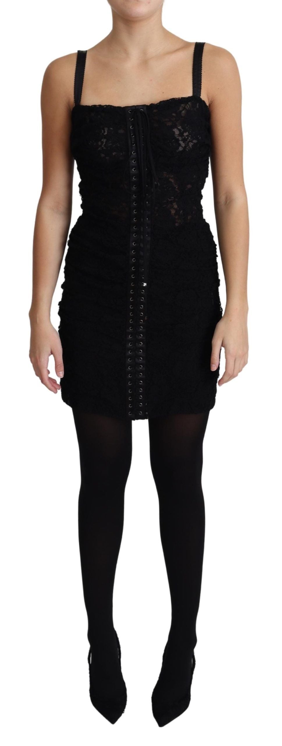 Dolce & Gabbana Elegant Black Lace Bustier Mini Dress - Elegance Online Limited