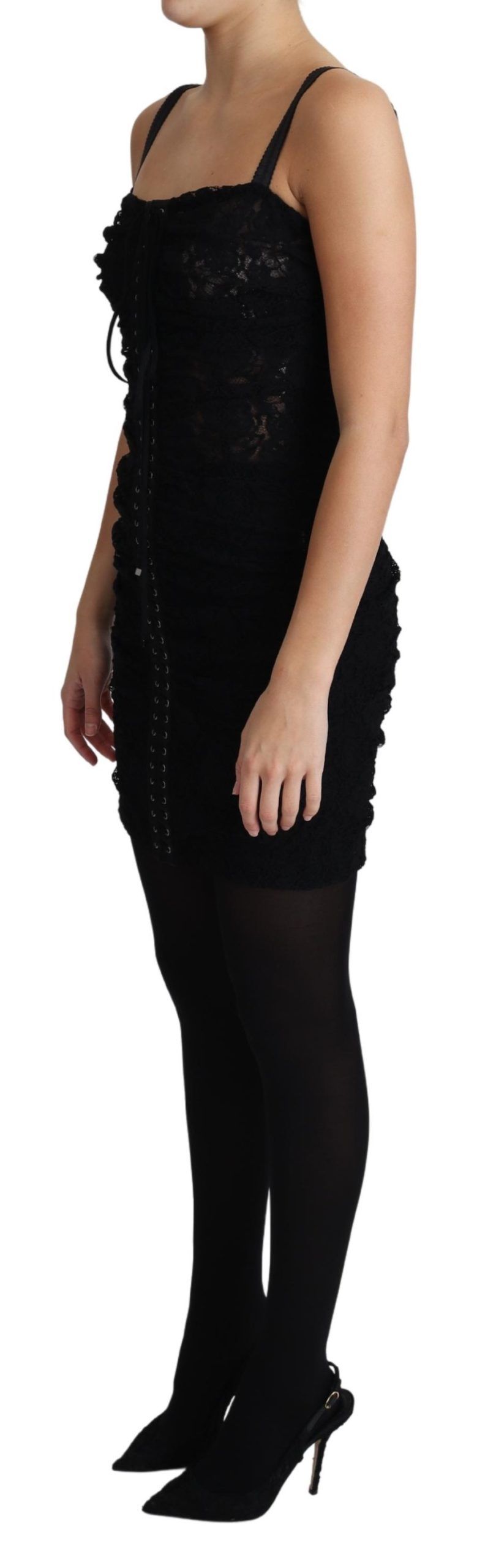 Dolce & Gabbana Elegant Black Lace Bustier Mini Dress - Elegance Online Limited