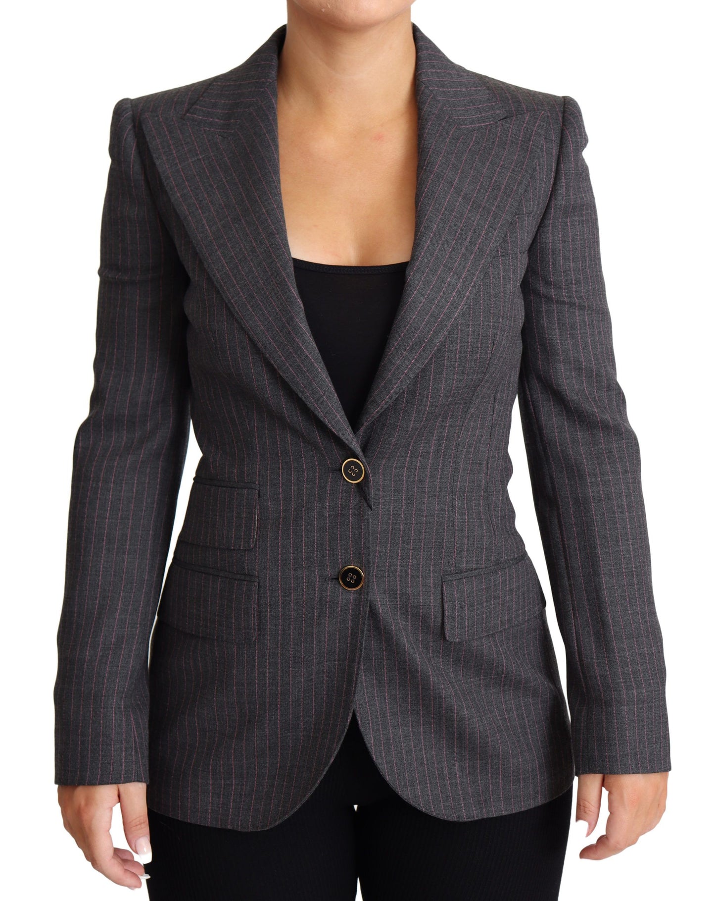 Dolce & Gabbana Elegant Gray Stretch Wool Blazer - Elegance Online Limited