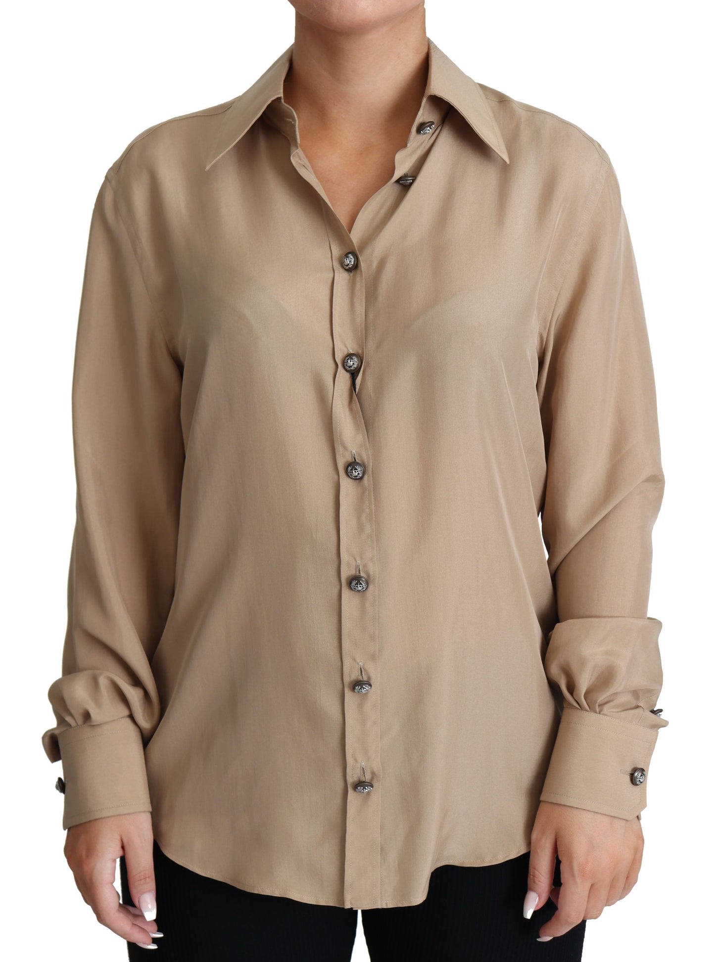 Dolce & Gabbana Elegant Beige Silk Shirt - Elegance Online Limited