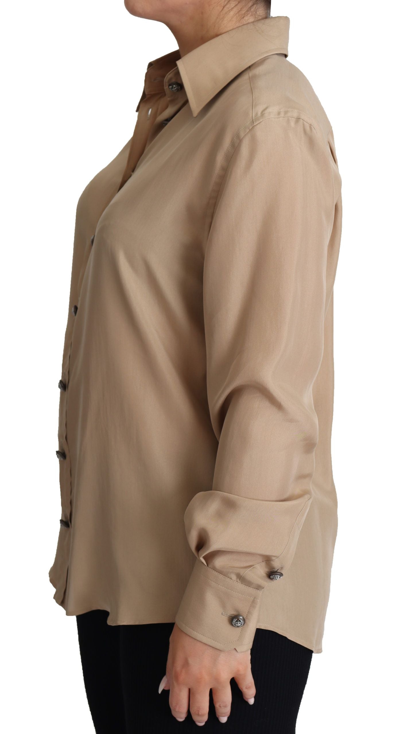 Dolce & Gabbana Elegant Beige Silk Shirt - Elegance Online Limited