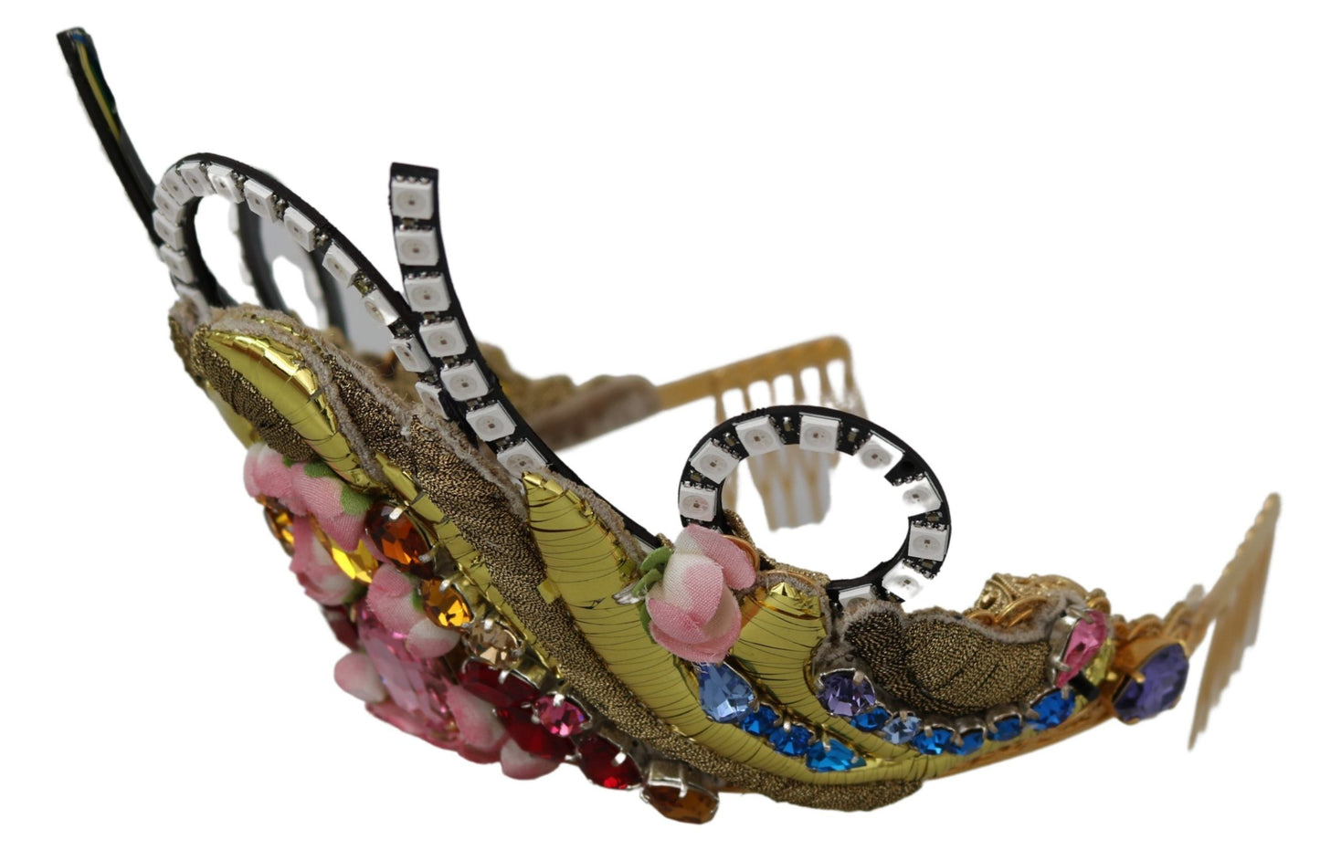Dolce & Gabbana Stunning Crystal Diadem Tiara - Gold Multicolor - Elegance Online Limited