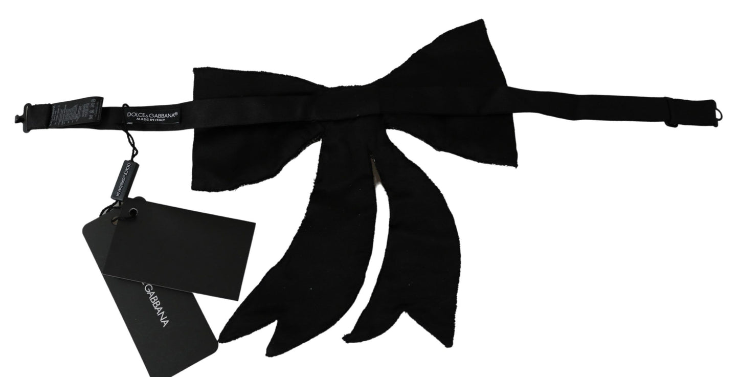 Dolce & Gabbana Silver-Tone Silk Crystal Bow Tie - Elegance Online Limited