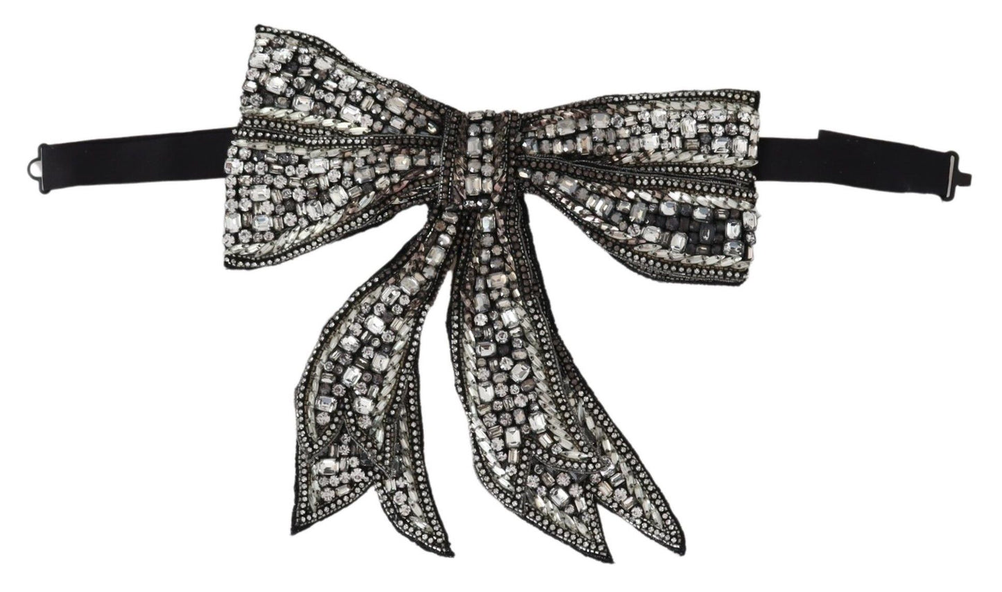 Dolce & Gabbana Crystal-Embellished Silk Bowtie - Silver Elegance - Elegance Online Limited