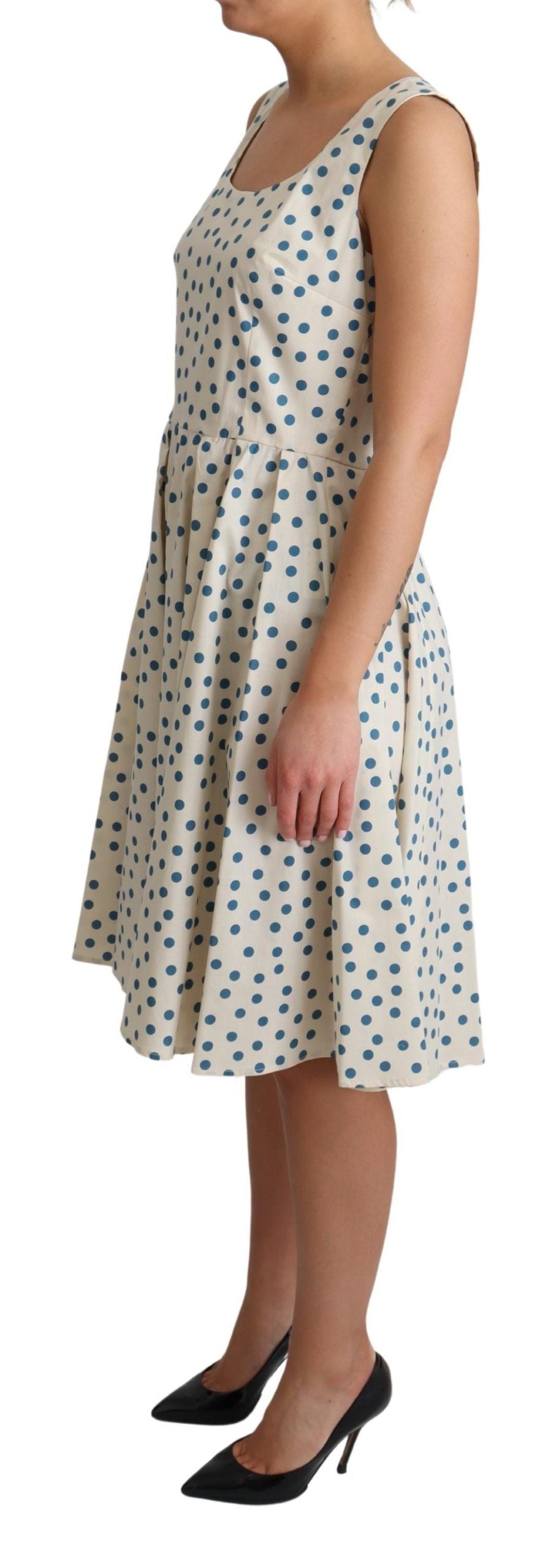 Dolce & Gabbana Elegant Beige Polka Dot A-Line Sleeveless Dress - Elegance Online Limited