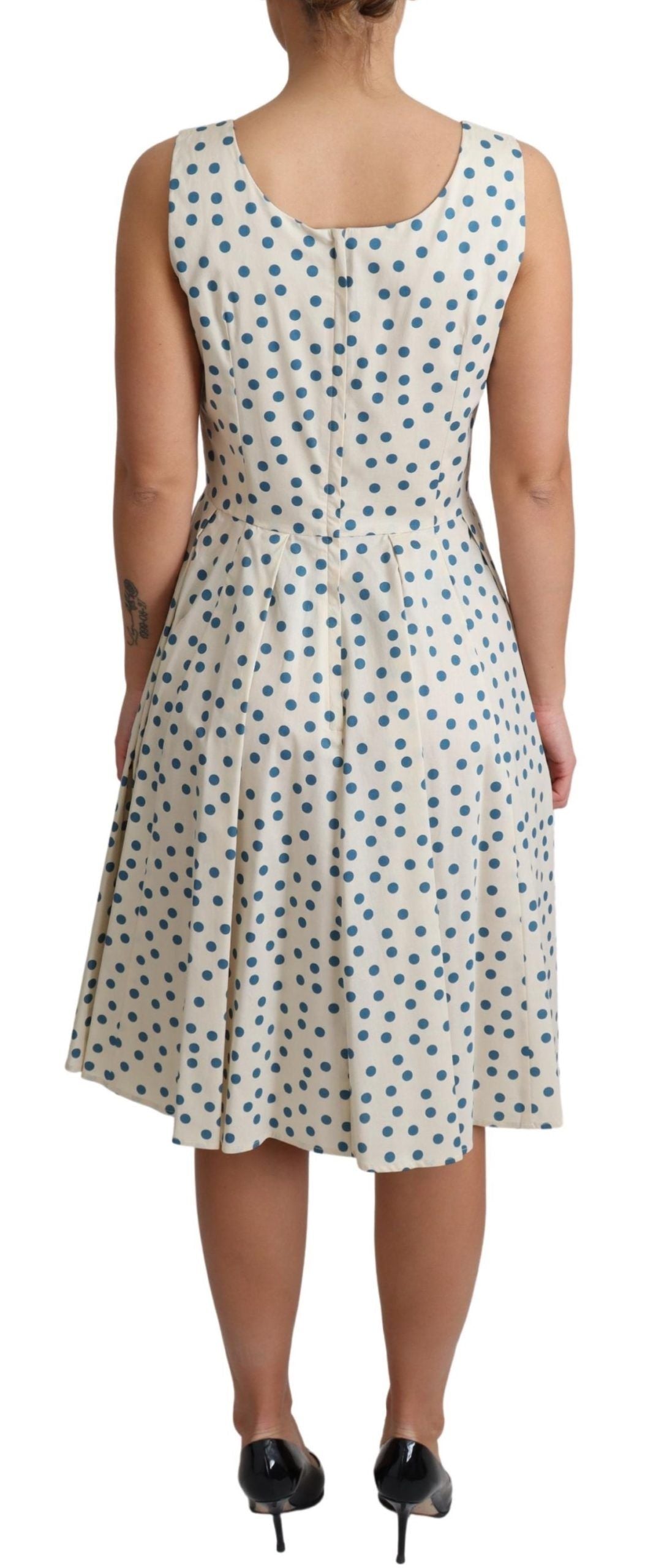 Dolce & Gabbana Elegant Beige Polka Dot A-Line Sleeveless Dress - Elegance Online Limited