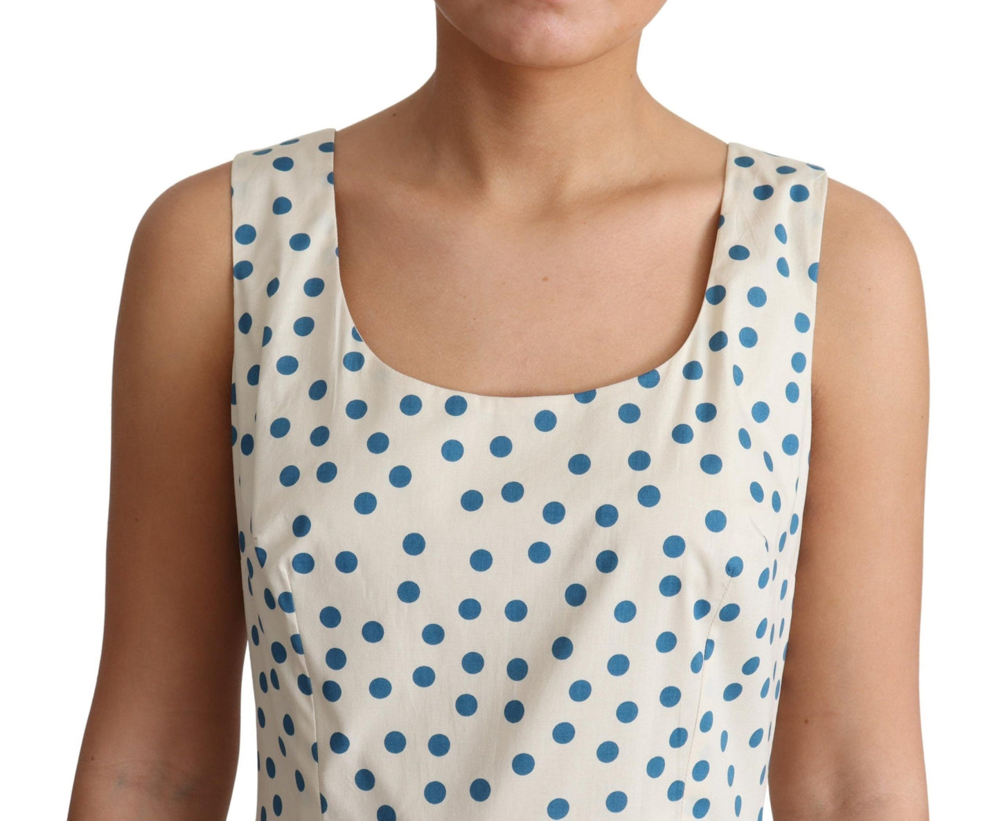 Dolce & Gabbana Elegant Beige Polka Dot A-Line Sleeveless Dress - Elegance Online Limited