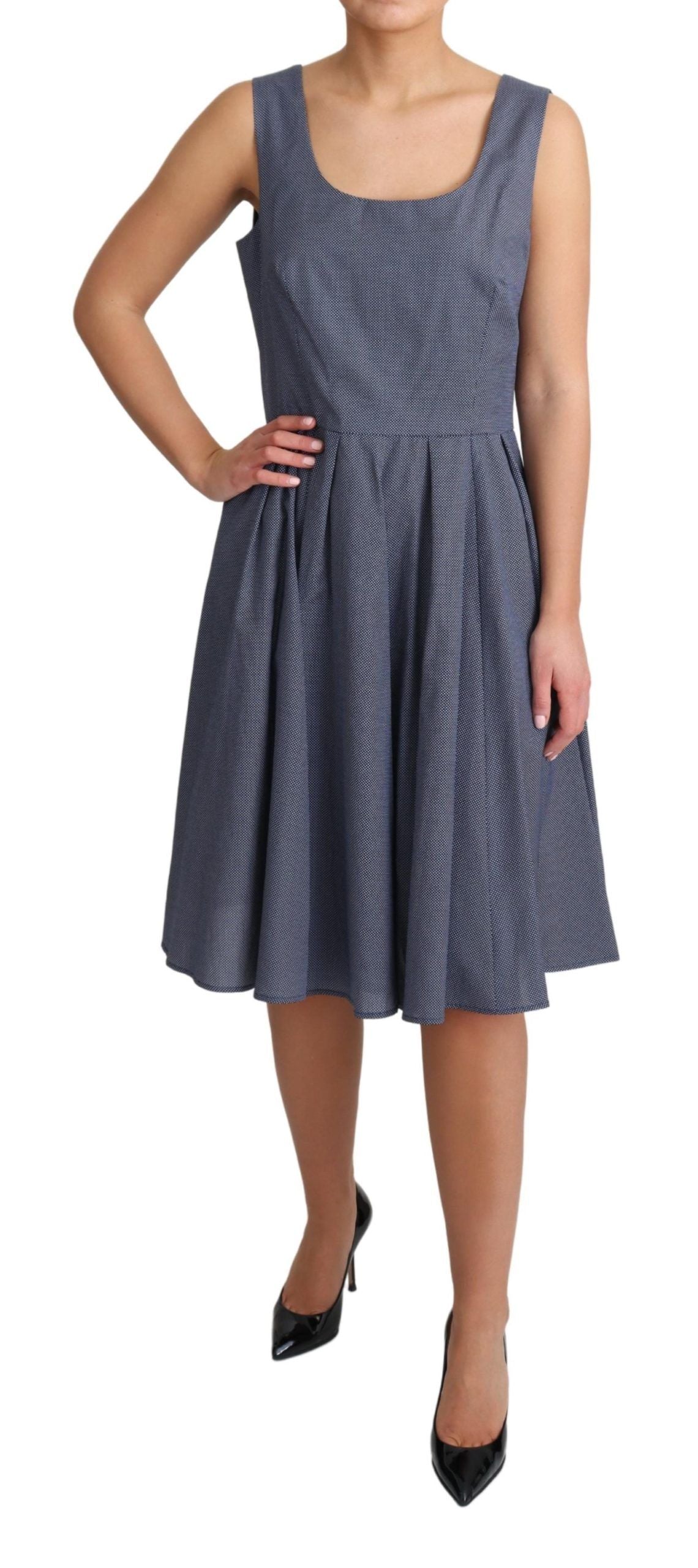 Dolce & Gabbana Chic Blue Polka-Dotted Sleeveless A-Line Dress - Elegance Online Limited
