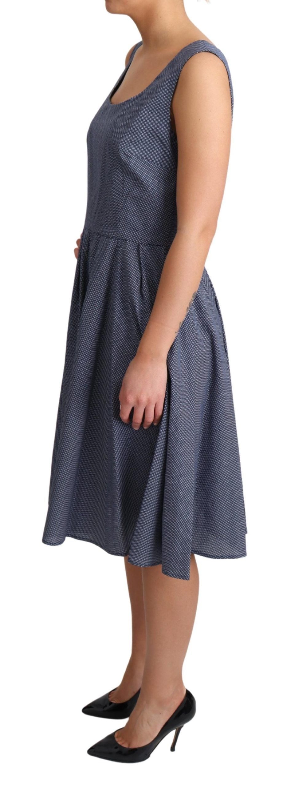 Dolce & Gabbana Chic Blue Polka-Dotted Sleeveless A-Line Dress - Elegance Online Limited