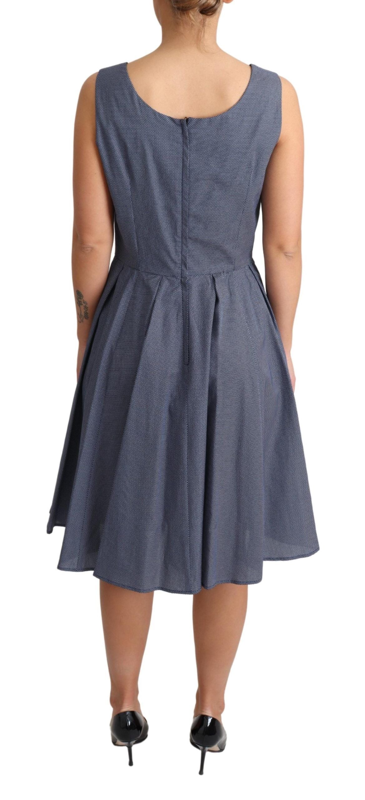 Dolce & Gabbana Chic Blue Polka-Dotted Sleeveless A-Line Dress - Elegance Online Limited