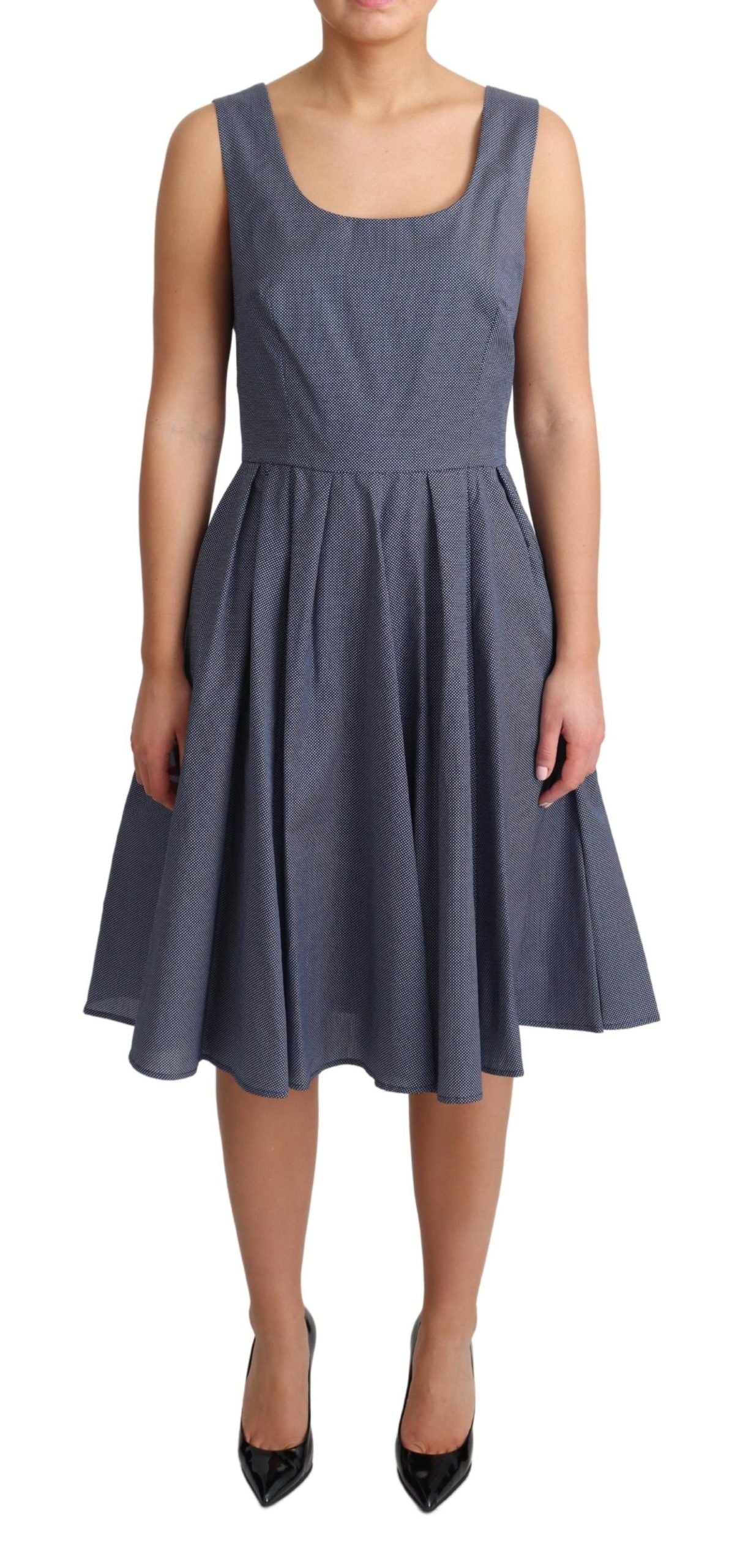 Dolce & Gabbana Chic Blue Polka-Dotted Sleeveless A-Line Dress - Elegance Online Limited