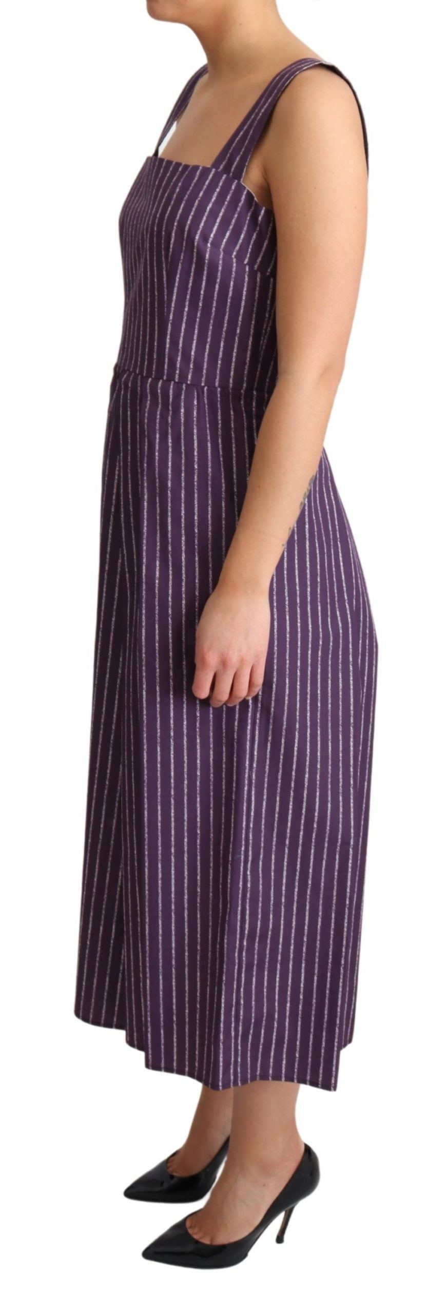 Dolce & Gabbana Elegant Sleeveless A-Line Purple Stripe Dress - Elegance Online Limited