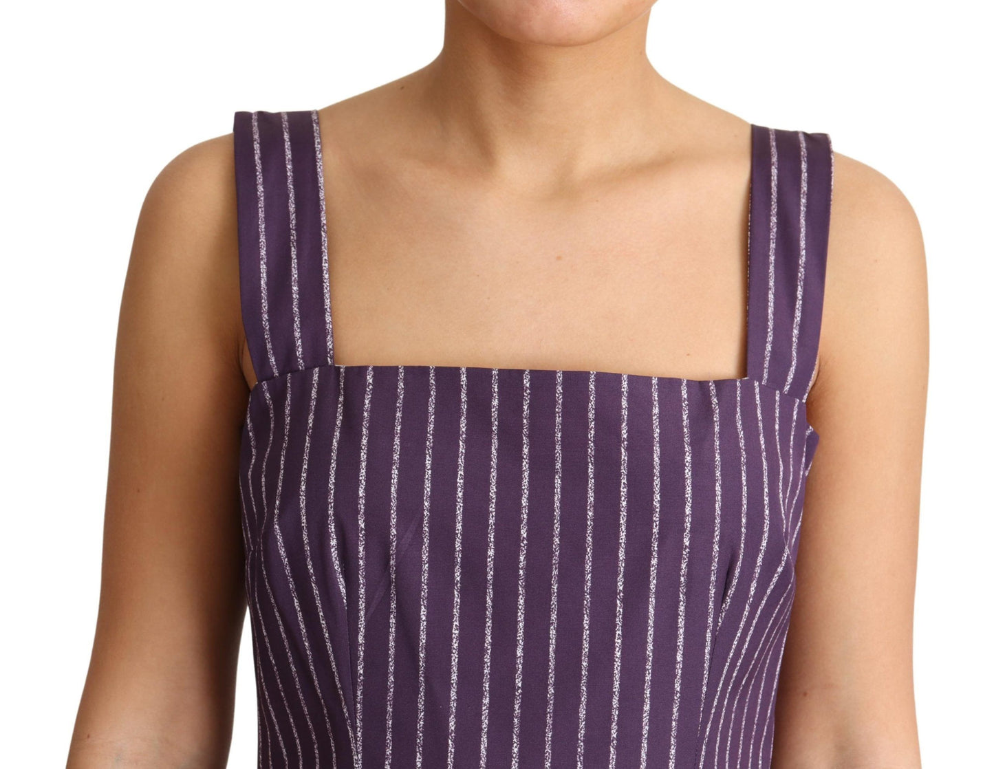 Dolce & Gabbana Elegant Sleeveless A-Line Purple Stripe Dress - Elegance Online Limited