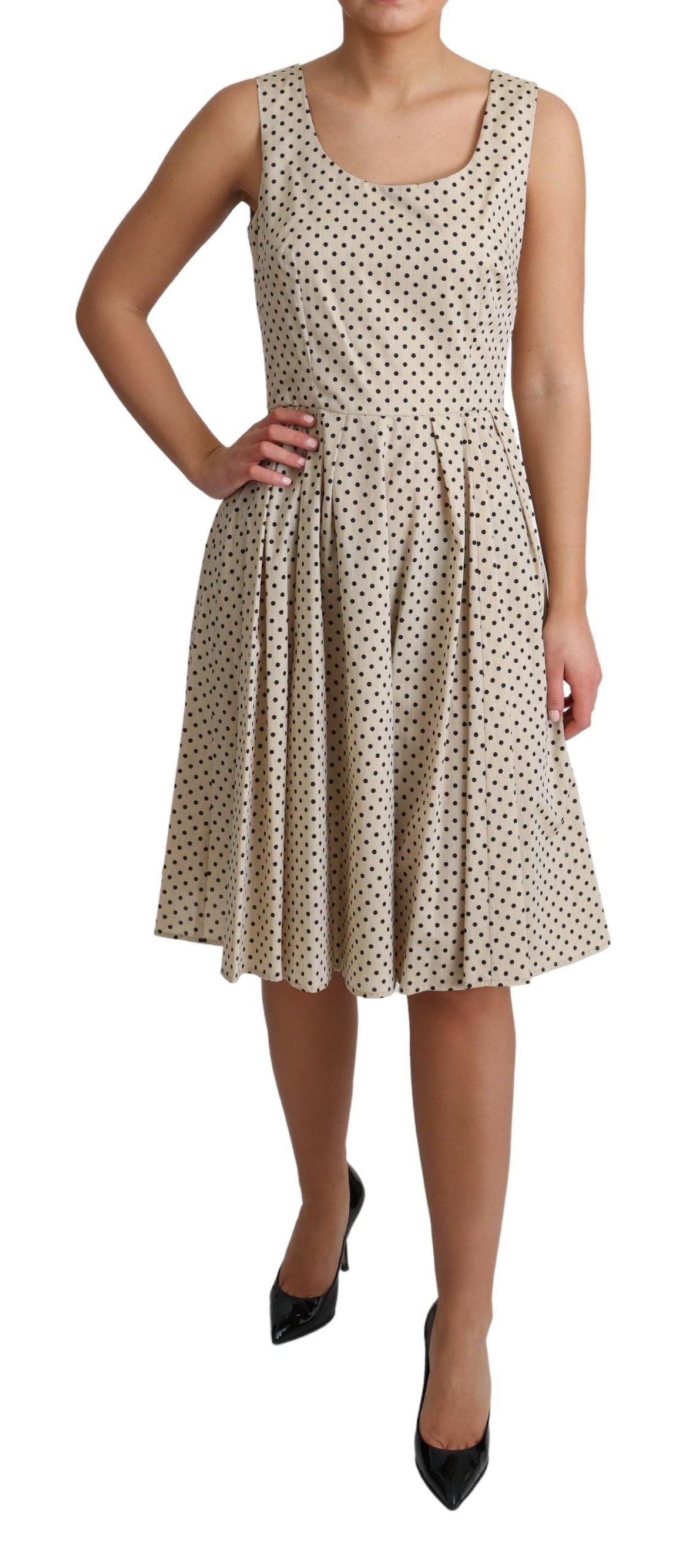Dolce & Gabbana Elegant Polka Dot Sleeveless A-Line Dress - Elegance Online Limited