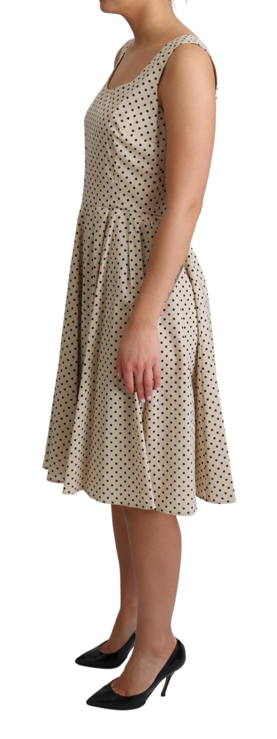 Dolce & Gabbana Elegant Polka Dot Sleeveless A-Line Dress - Elegance Online Limited