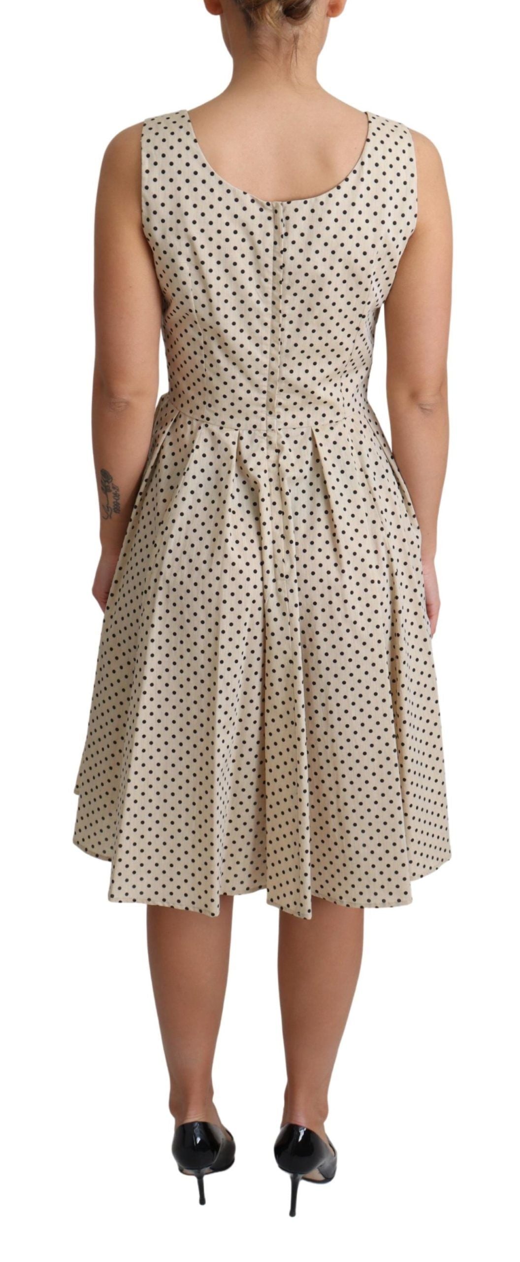 Dolce & Gabbana Elegant Polka Dot Sleeveless A-Line Dress - Elegance Online Limited