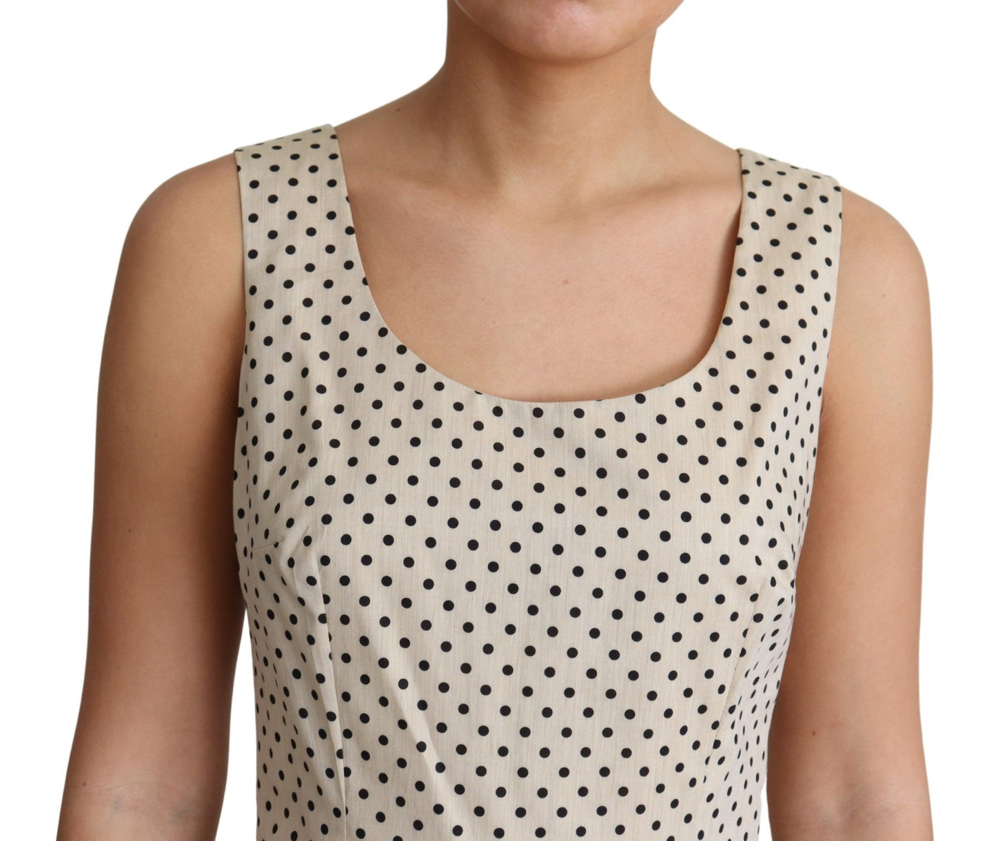 Dolce & Gabbana Elegant Polka Dot Sleeveless A-Line Dress - Elegance Online Limited