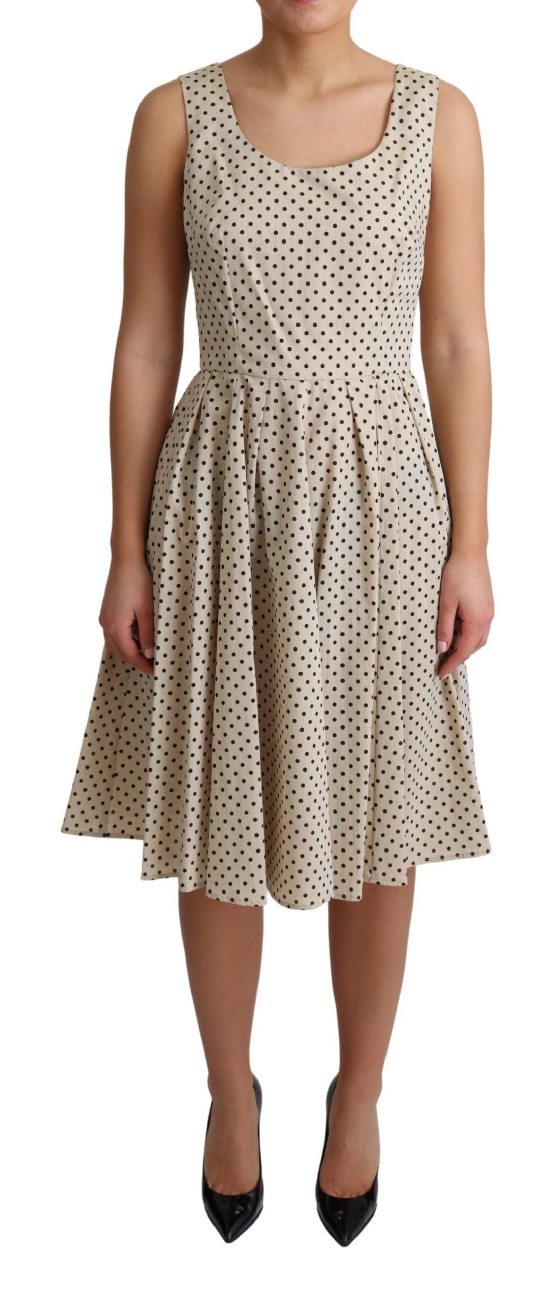 Dolce & Gabbana Elegant Polka Dot Sleeveless A-Line Dress - Elegance Online Limited