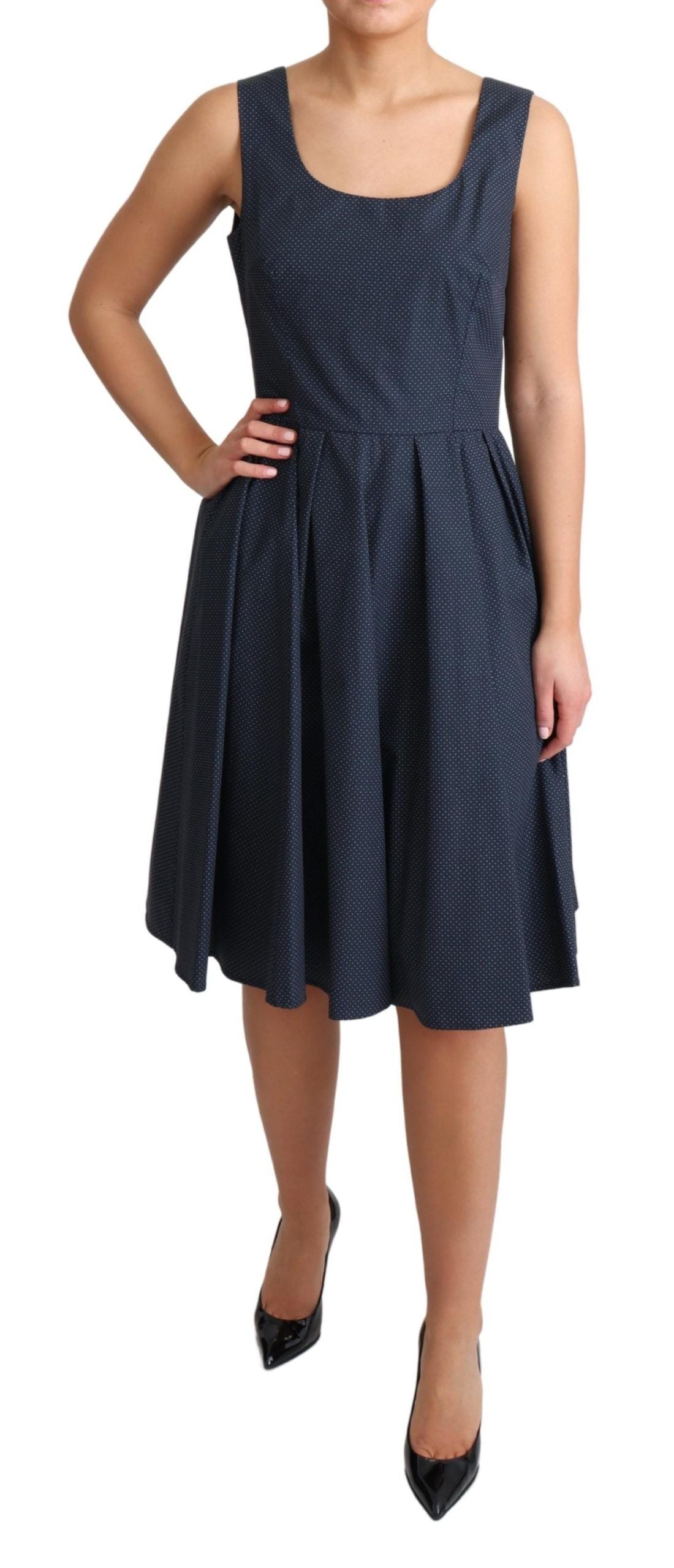 Dolce & Gabbana Elegant Polka-Dotted Blue A-Line Dress - Elegance Online Limited