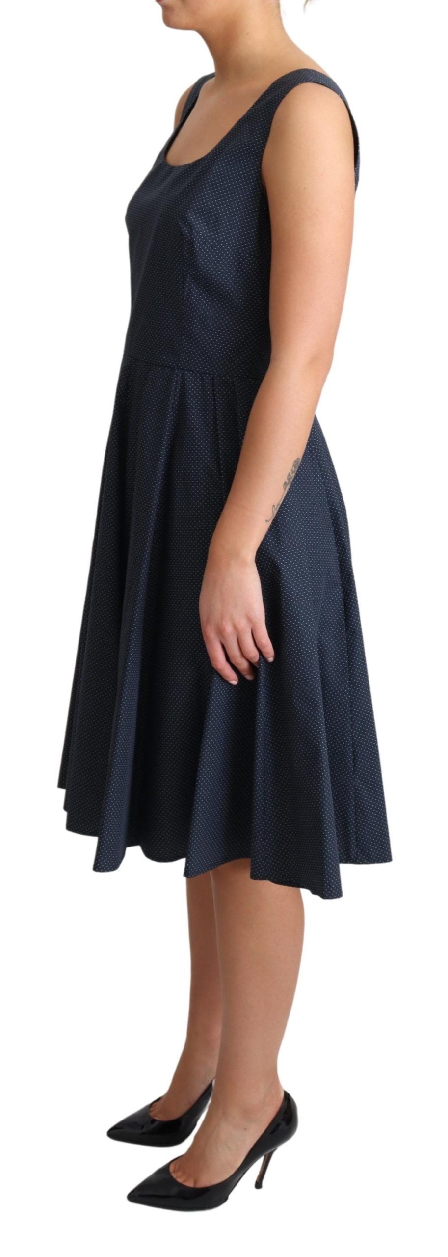 Dolce & Gabbana Elegant Polka-Dotted Blue A-Line Dress - Elegance Online Limited