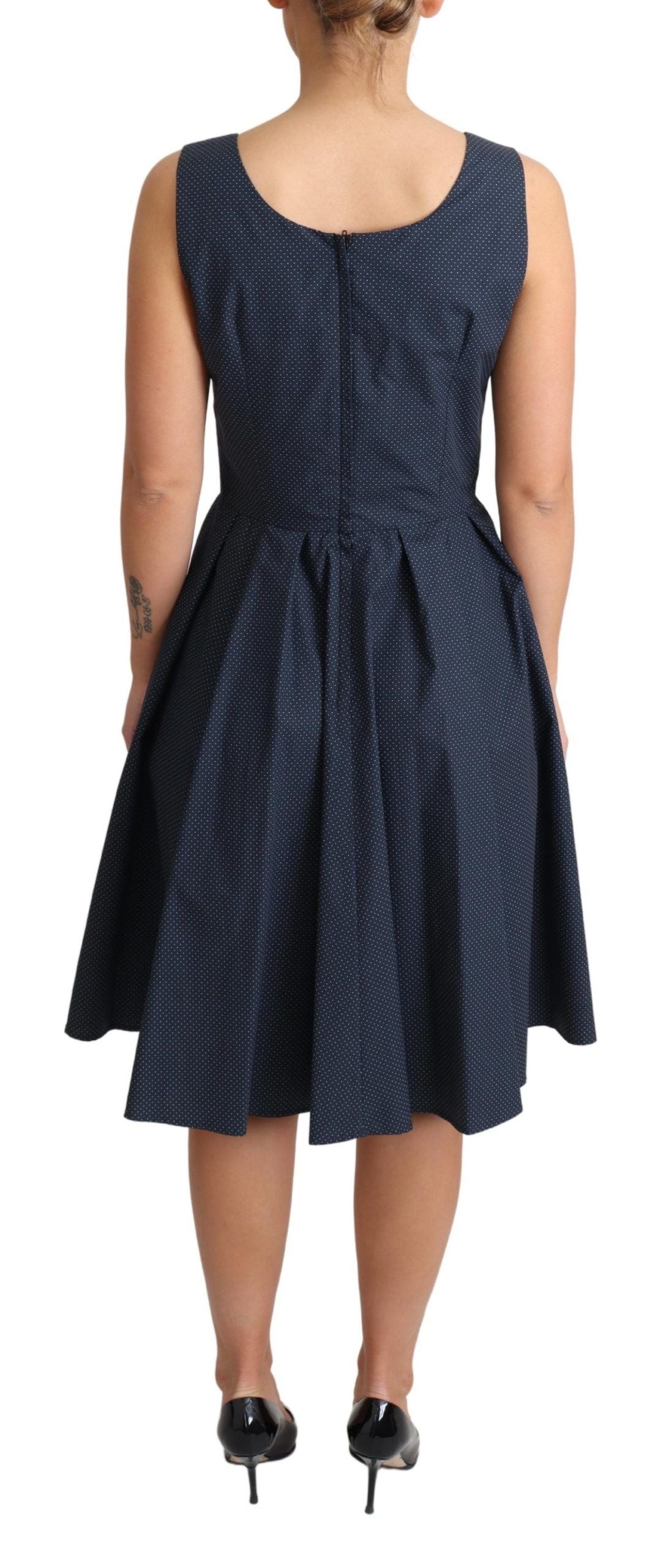 Dolce & Gabbana Elegant Polka-Dotted Blue A-Line Dress - Elegance Online Limited