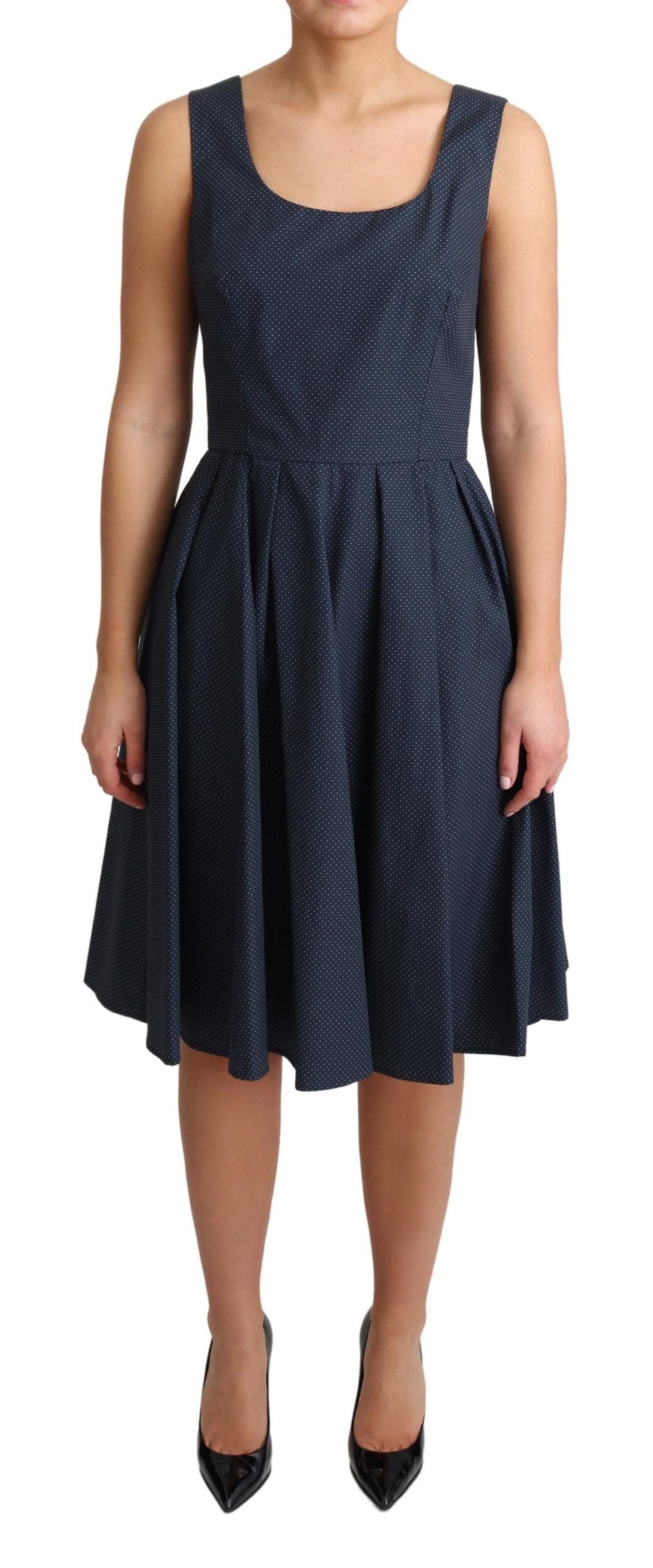 Dolce & Gabbana Elegant Polka-Dotted Blue A-Line Dress - Elegance Online Limited