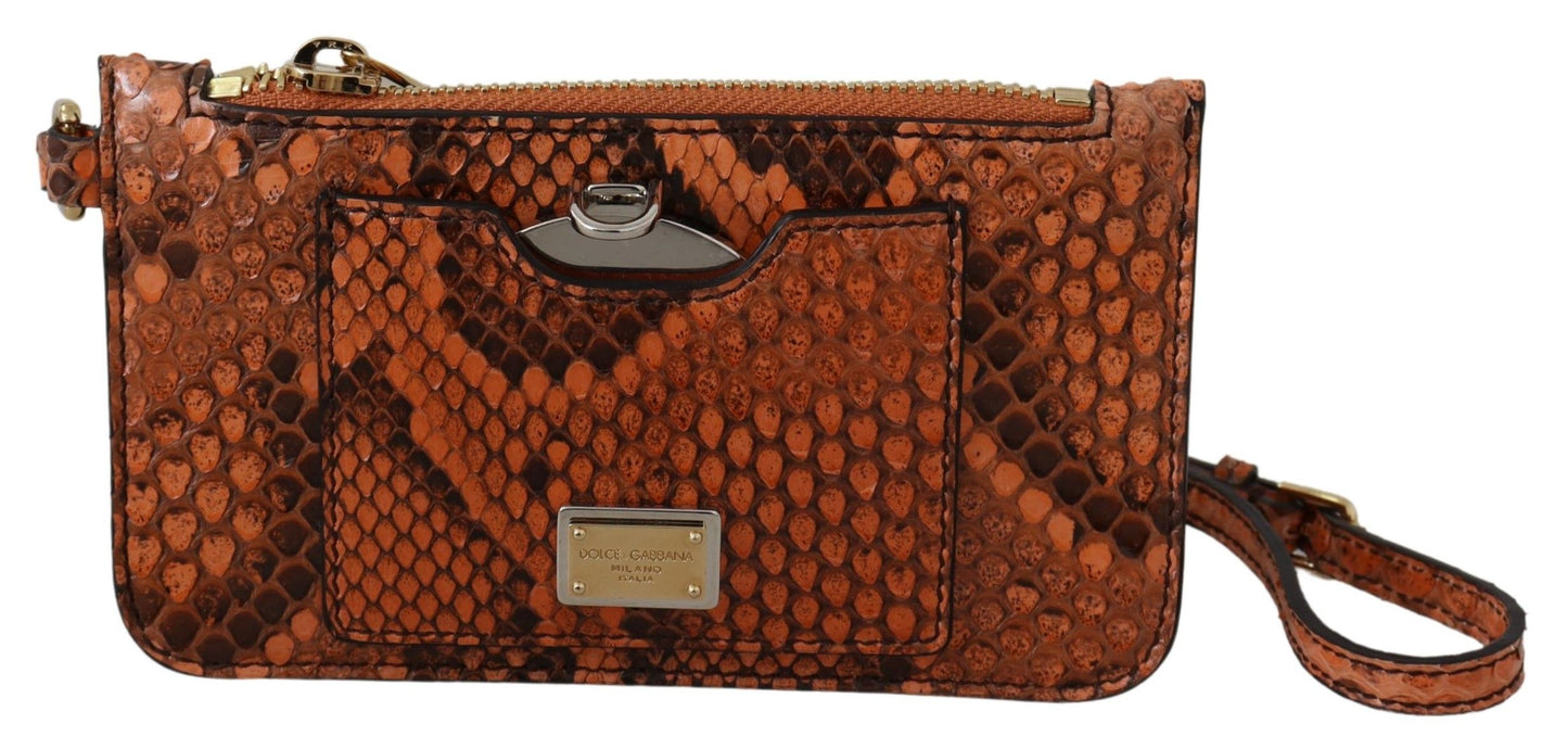 Dolce & Gabbana Elegant Python Patterned Leather Wristlet - Elegance Online Limited