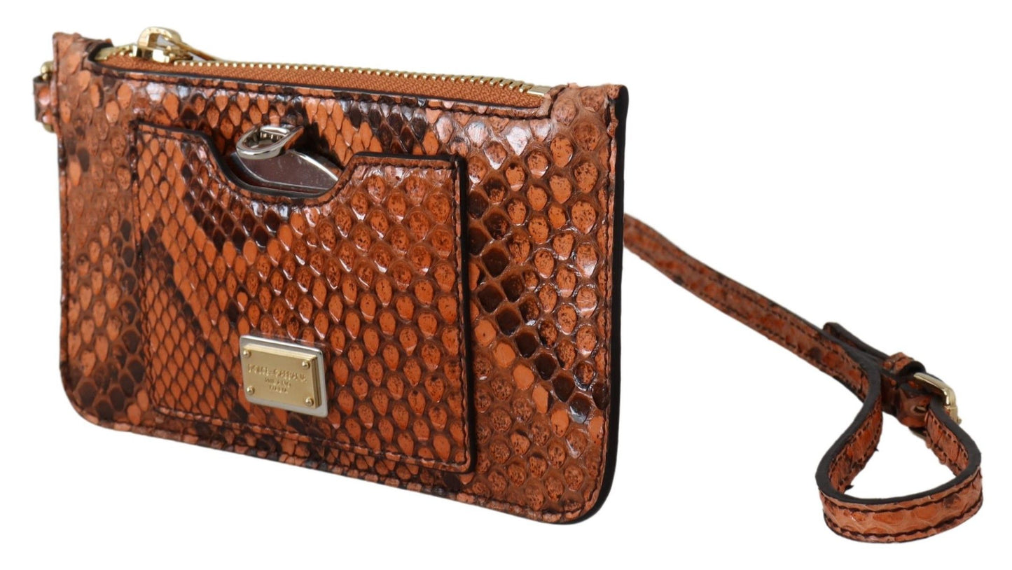 Dolce & Gabbana Elegant Python Patterned Leather Wristlet - Elegance Online Limited