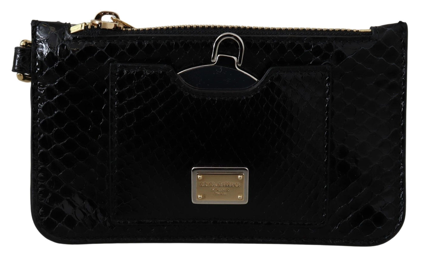 Dolce & Gabbana Elegant Python Pattern Leather Wristlet Wallet - Elegance Online Limited