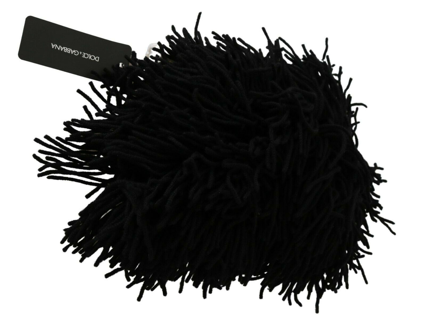 Dolce & Gabbana Black and White Knitted Cashmere Beanie - Elegance Online Limited