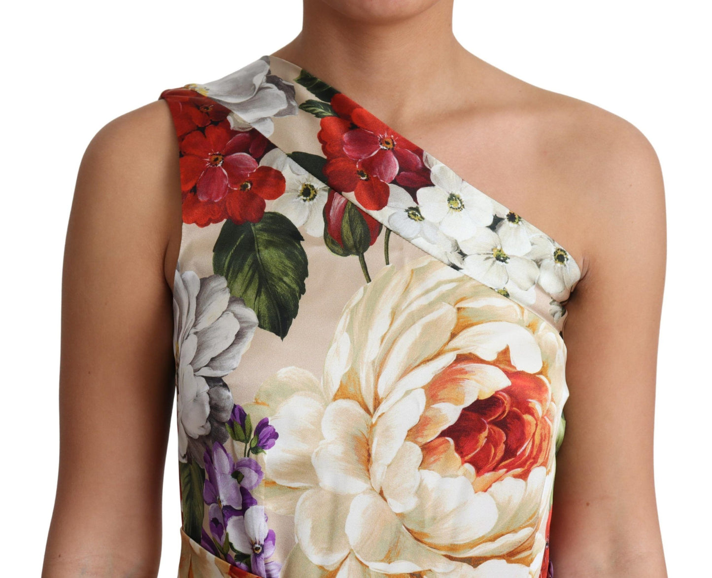Dolce & Gabbana Elegant One-Shoulder Floral Silk Maxi Dress - Elegance Online Limited