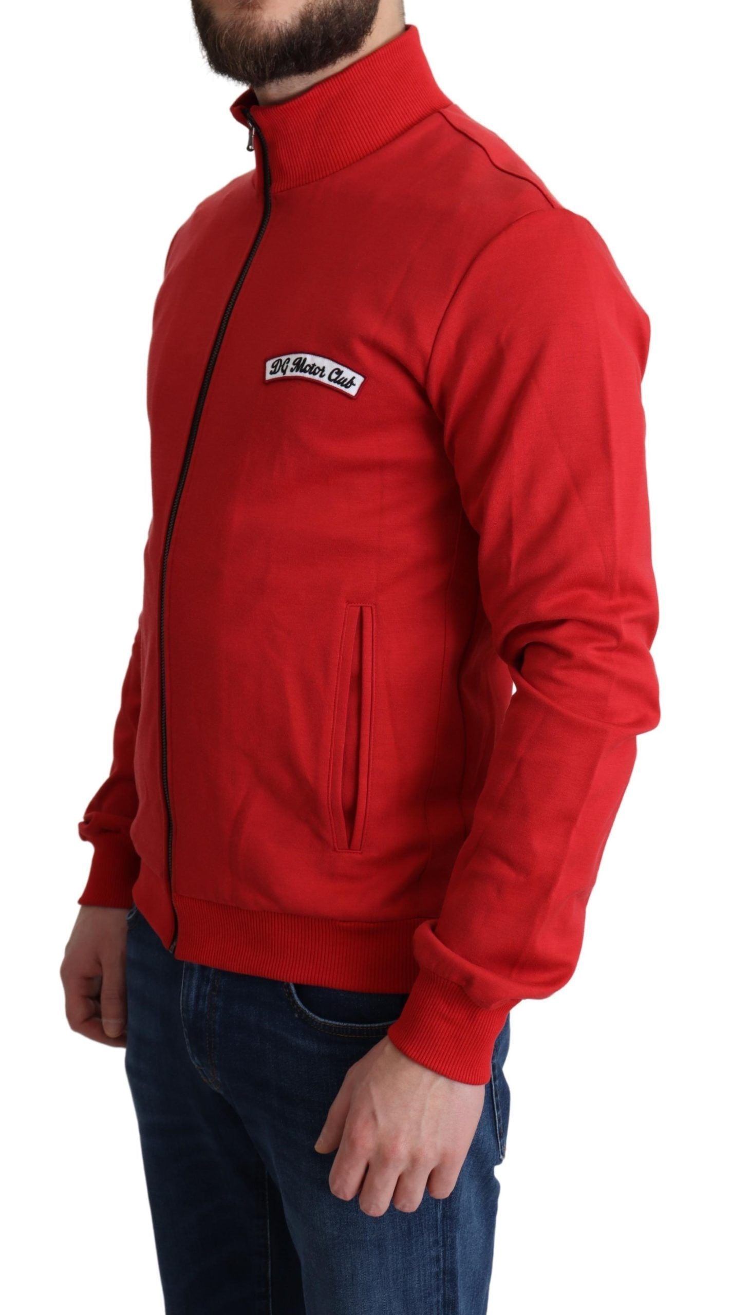 Dolce & Gabbana Suéter tipo cárdigan rojo con cremallera y cuello alto elegante
