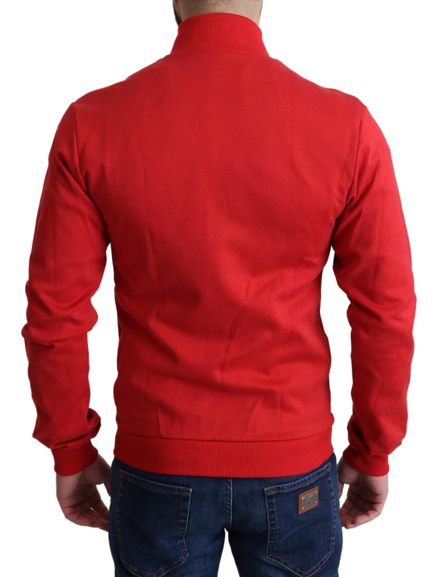 Dolce & Gabbana Suéter tipo cárdigan rojo con cremallera y cuello alto elegante