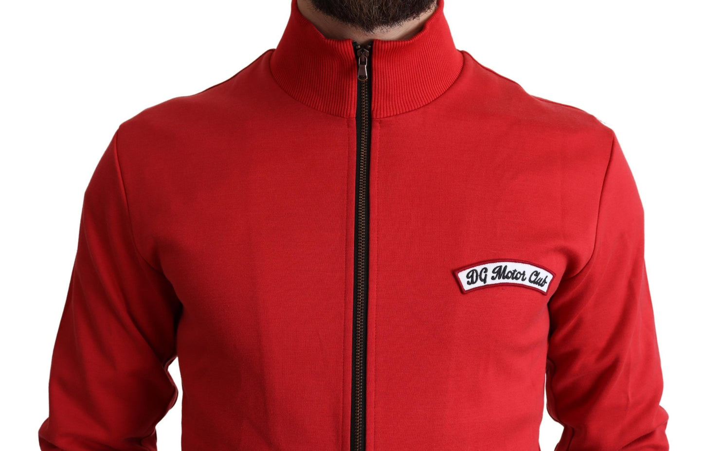 Dolce & Gabbana Suéter tipo cárdigan rojo con cremallera y cuello alto elegante