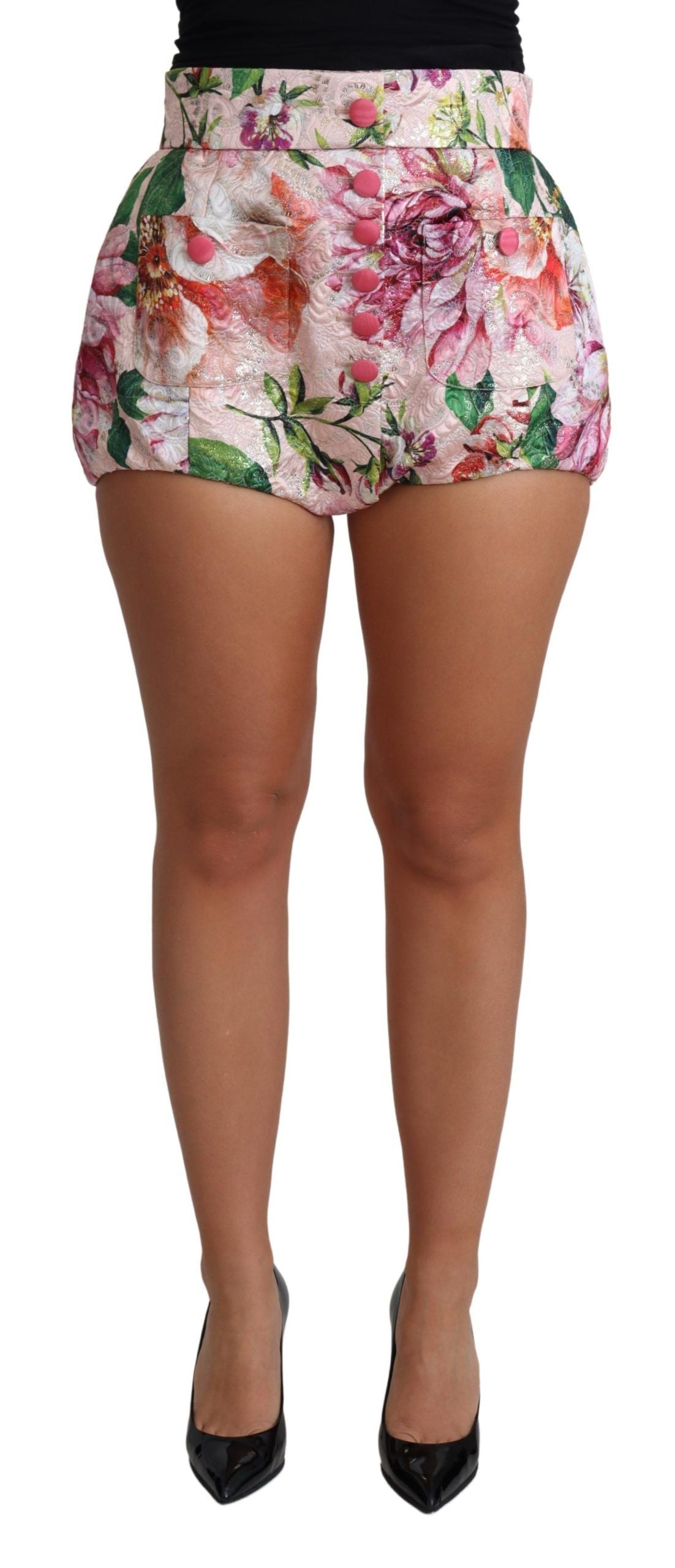 Dolce & Gabbana Chic Pink Floral High-Waist Hot Pants - Elegance Online Limited