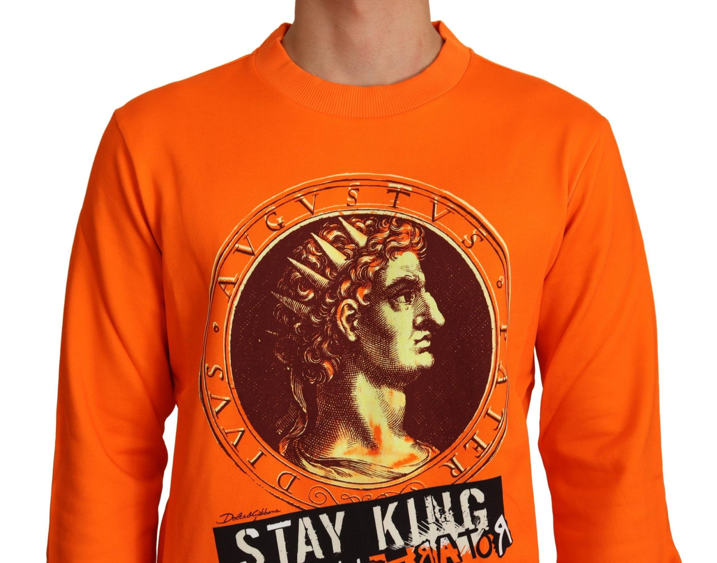 Dolce & Gabbana Jersey de algodón con cuello redondo Regal en naranja