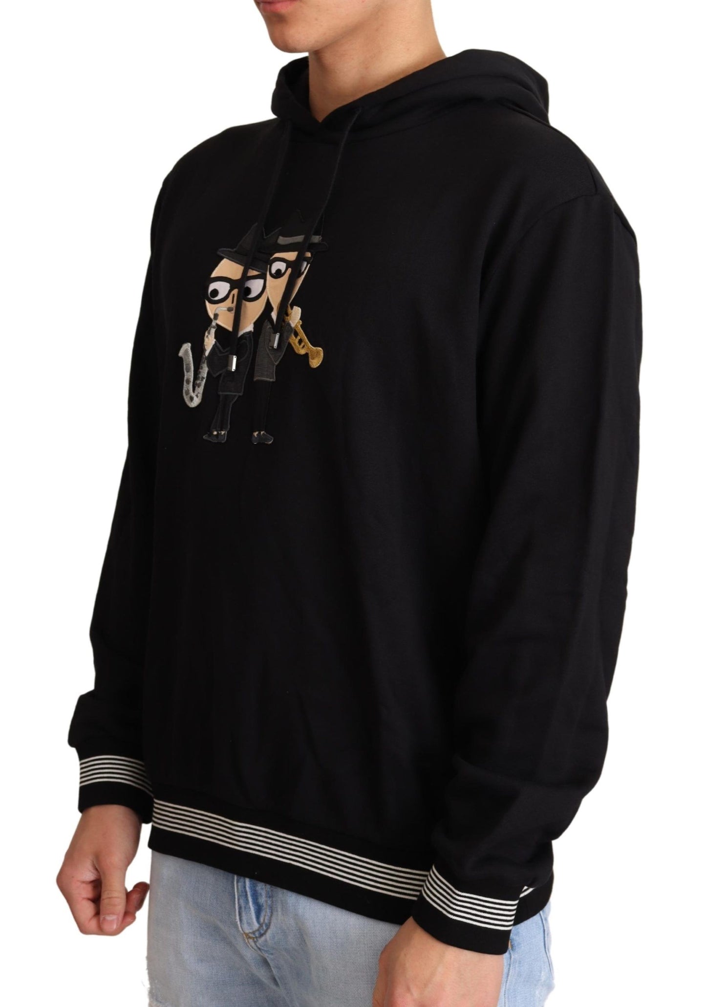 Dolce & Gabbana Elegante suéter de algodón negro bordado