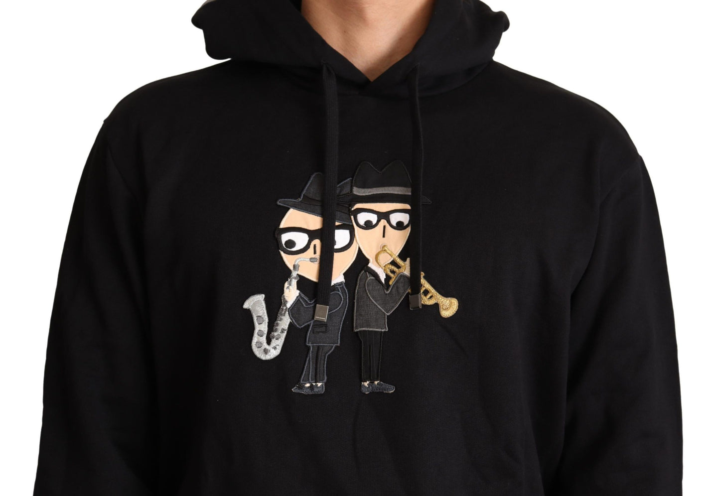Dolce & Gabbana Elegante suéter de algodón negro bordado