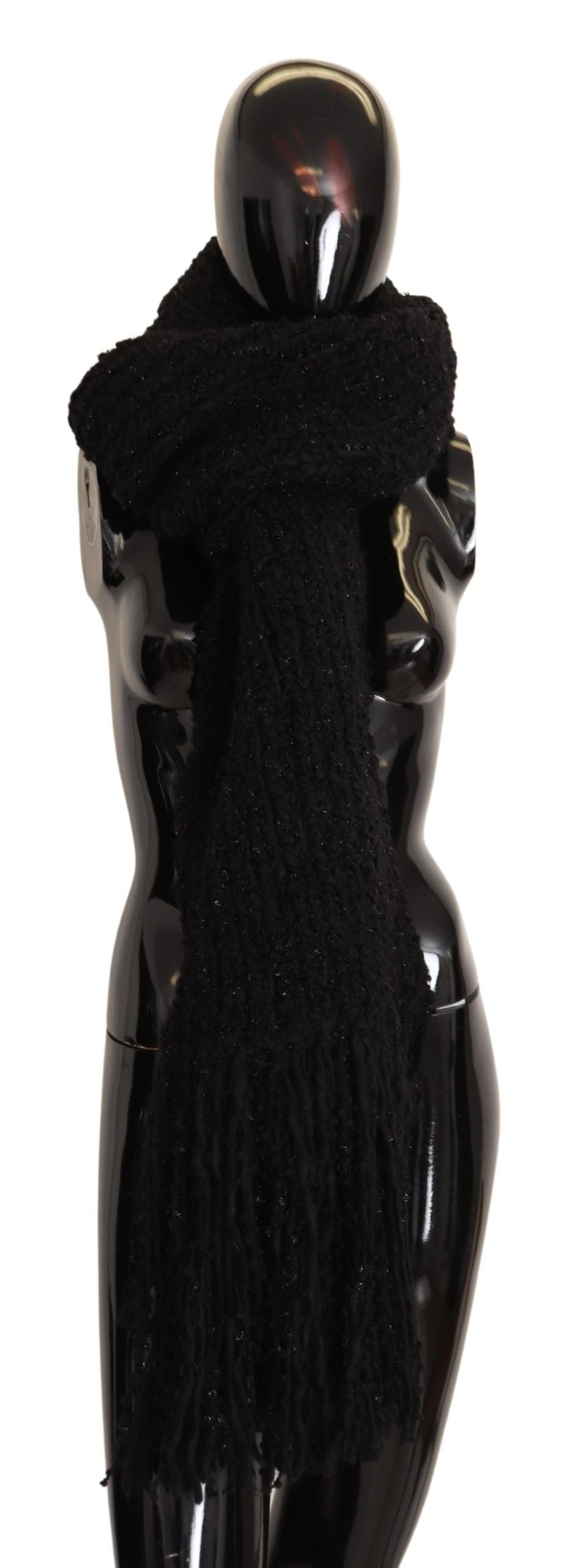 Dolce & Gabbana Elegant Black Wool-Blend Designer Scarf - Elegance Online Limited