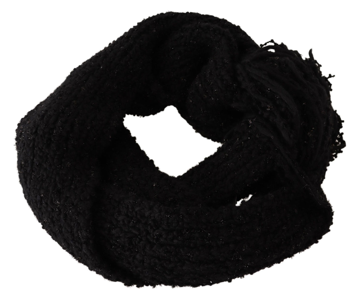 Dolce & Gabbana Elegant Black Wool-Blend Designer Scarf - Elegance Online Limited