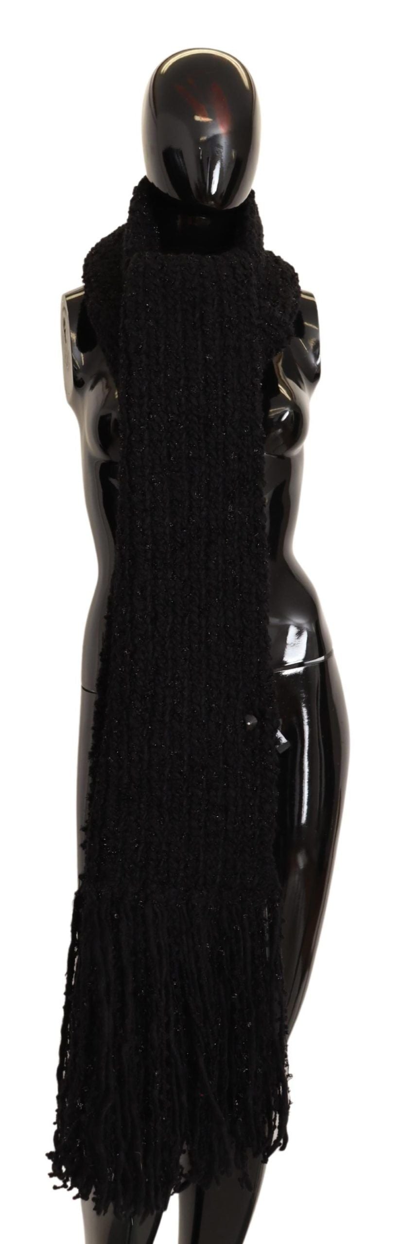 Dolce & Gabbana Elegant Black Wool-Blend Designer Scarf - Elegance Online Limited