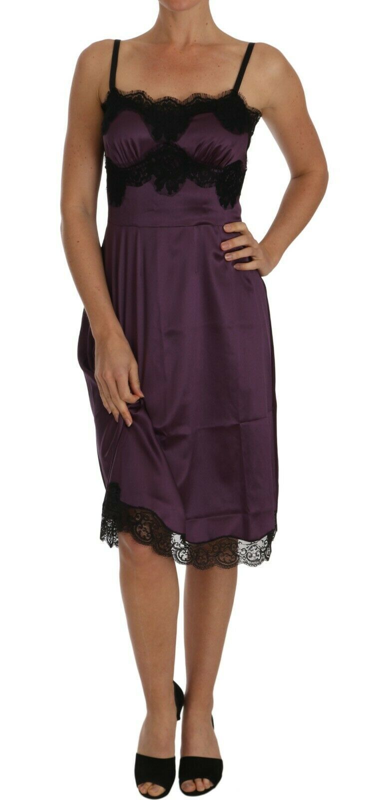 Dolce & Gabbana Elegant Purple Silk Lace Chemise Dress - Elegance Online Limited